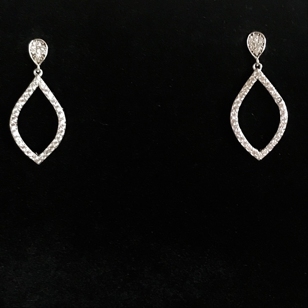 Teardrop Post CZ’s Set in Silver Earrings - Picture 3 of 12